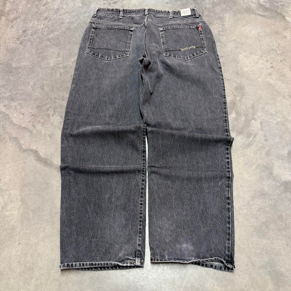 Crazy Y2K Ecko Unltd black red tab denim baggy jeans 40